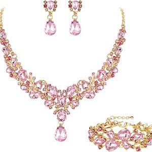 NEW Sparkling Bling Swarovski Crystal Rhinestone Bridal Wedding Necklace…